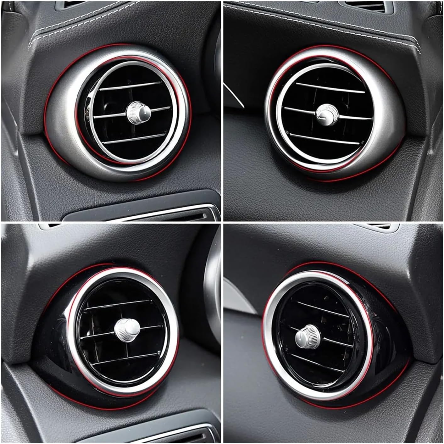 W205 W253 Car AC Vent Grille Air Conditioning Outer Ring Outer Frame Cover Compatible For Benz C GLC Class C180 C200 GLC300(Silver Left)