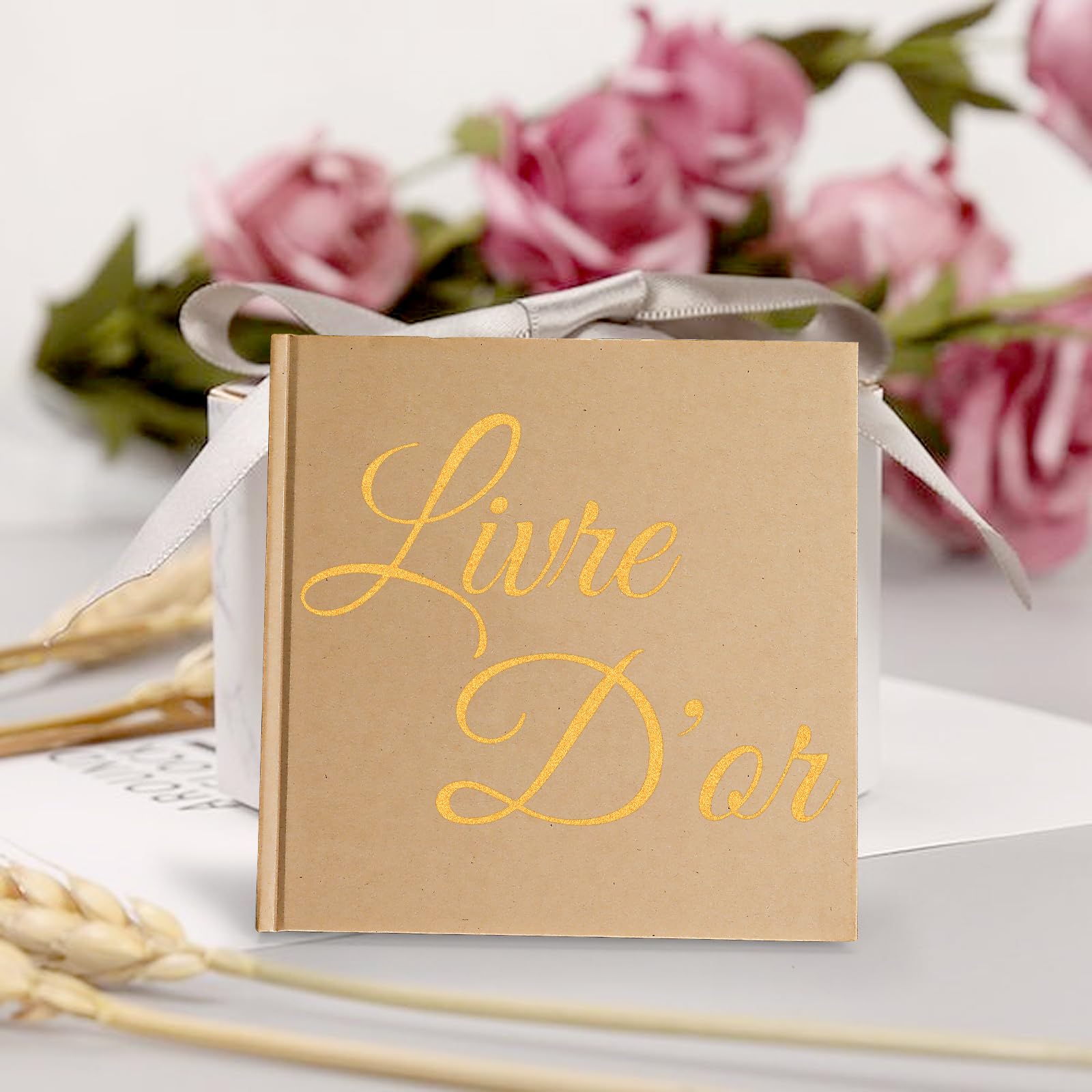 Livre d'or Mariage Vintage Vierge 21 x 21 cm 72 Pages