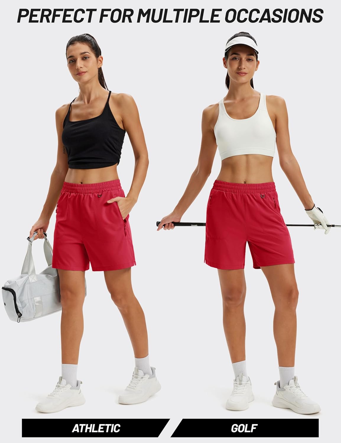 TACVASEN Women's 5" Hiking Shorts Quick Dry UPF 50+ Lightweight Athletic Shorts with Pockets Golf Casual Workout Summer