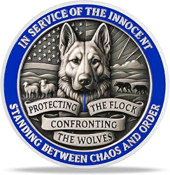 K9 Working Dog Memorial Coin Honoring Police Dogs-Protecting The Innocent, Serving with Loyalty-Gift for Law Enforcement & K9 Handlers