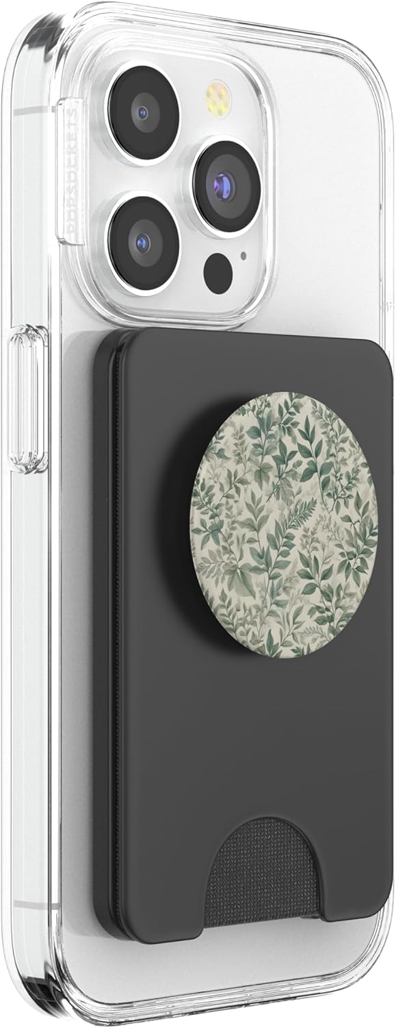 Sage Garden Green Floral Leaves PopSockets PopWallet for MagSafe