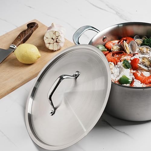 Miniatura 4 de Juego de cacerolas con tapas, utensilios de cocina de acero inoxidable de 5 capas, 1.5 cuartos de galón, 3 cuartos de galón y 5 cuartos de galón,