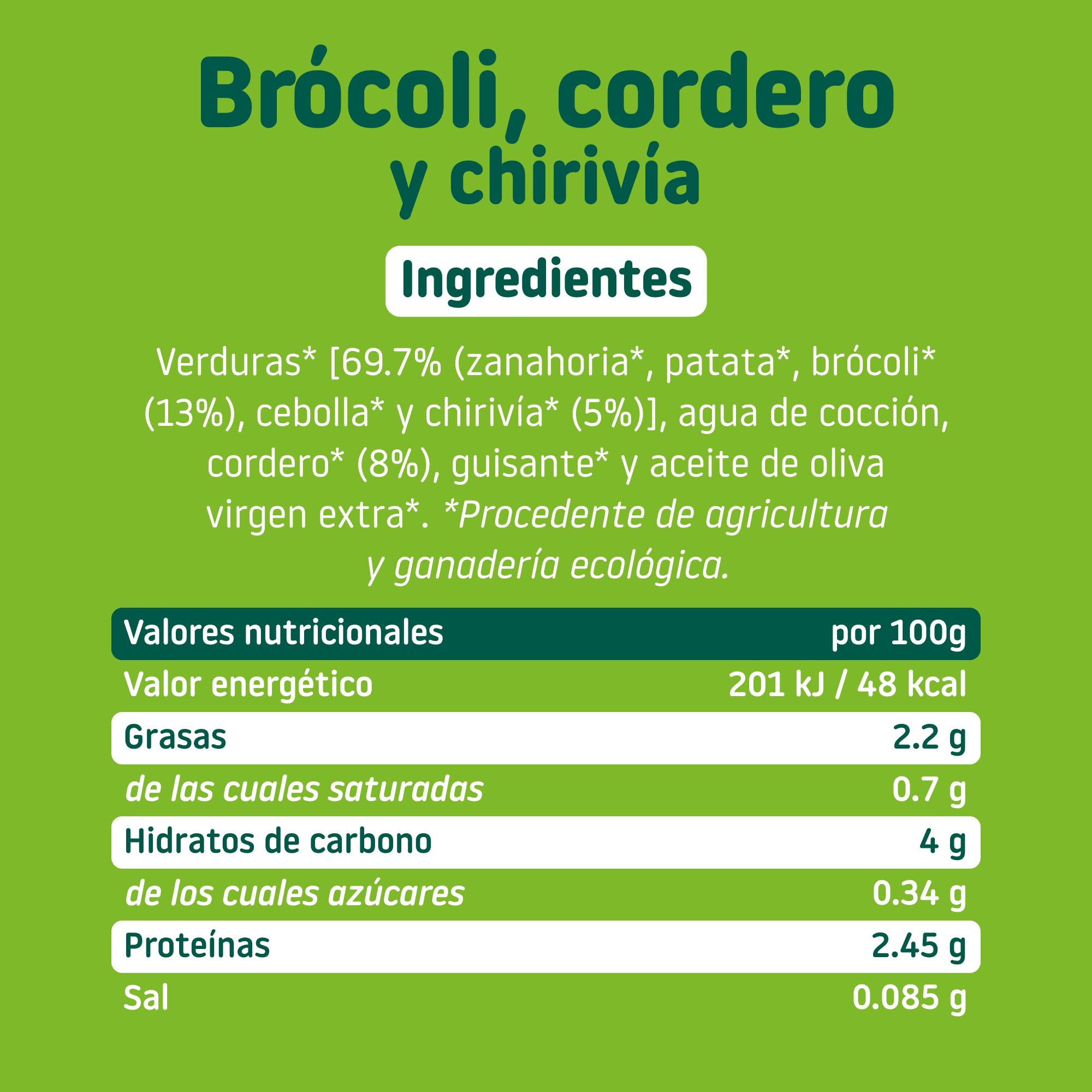 Smileat - Tarrito Ecológico con Verduras, Ingredientes Reales, para Bebés desde 6 Meses, sin Gluten, Sabor a Brócoli, Cordero y Chirivía - Pack de 12 x 230g = 2760g