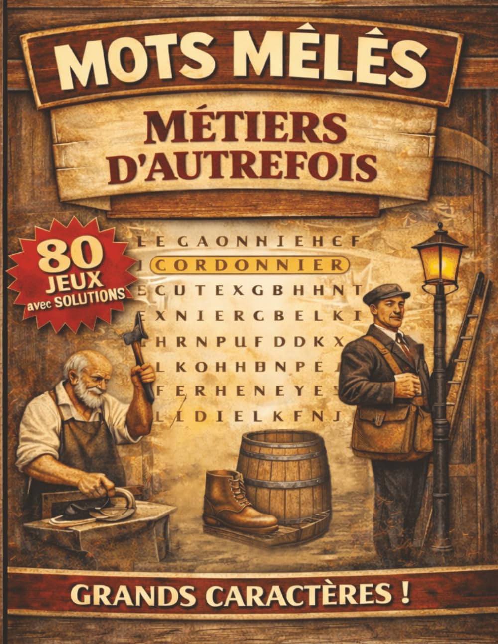 Mots mêlés - Métiers d'autrefois: Mots mêlés adultes à GROS CARACTERES | Culture, mémoire et détente | 80 grilles et leurs solutions | + de 1000 mots cachés à trouver