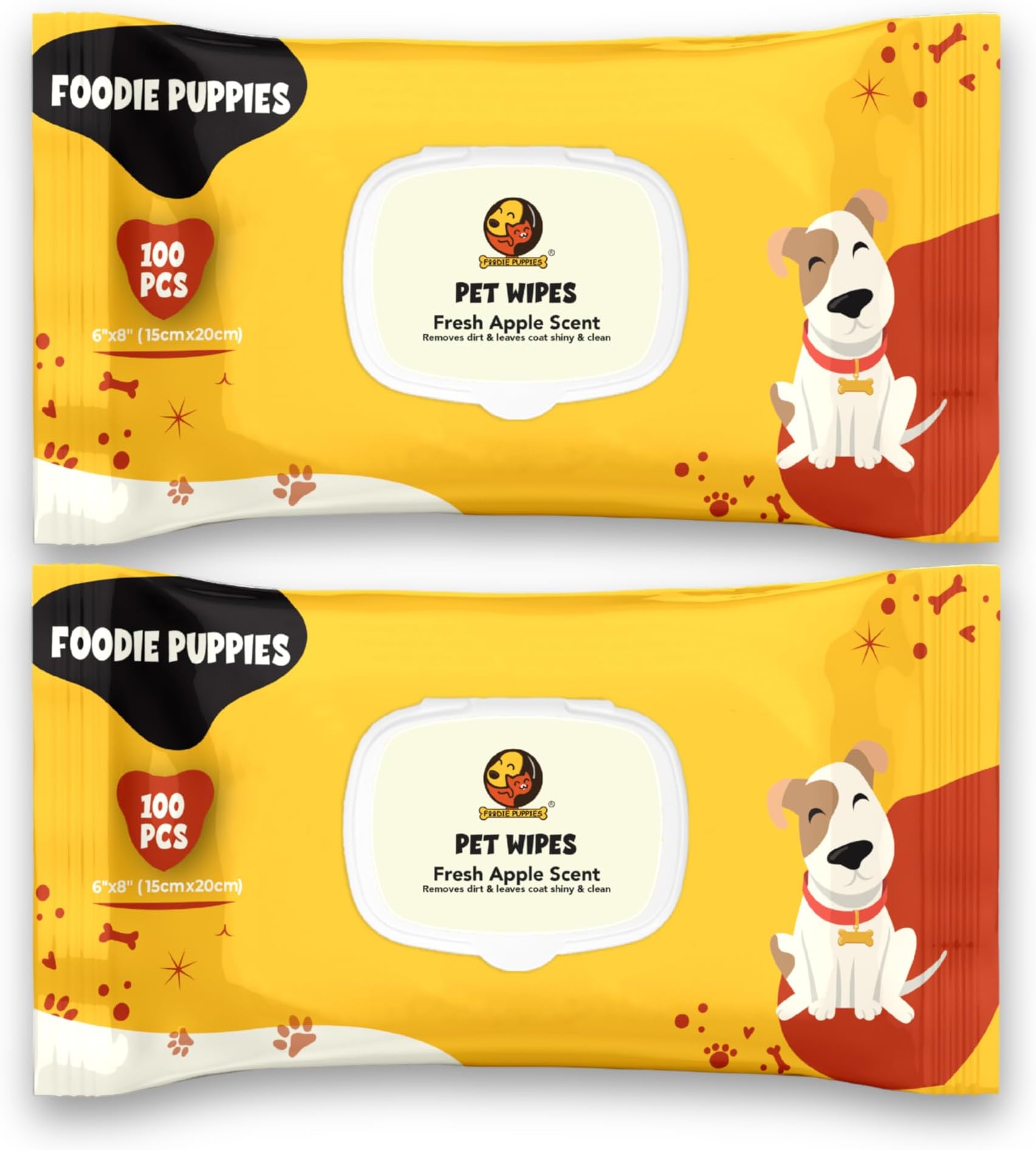 Foodie Puppies Anti-Bacterial 200 Pulls Pet Wet Wipes (Fresh Apple) - 100 Wipes (Pack of 2) | Grooming Wipes for Dogs, Puppies, Cats, Rabbits & Small Animals | SLS Free, Paraben Free & Cruelty Free