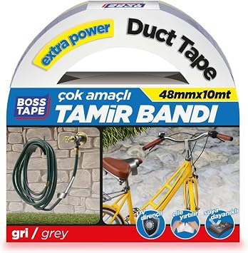 Boss Tape Kanal Tamir Bandi, 10 Metre Uzunluk x 48 mm Kalinlik, Gri