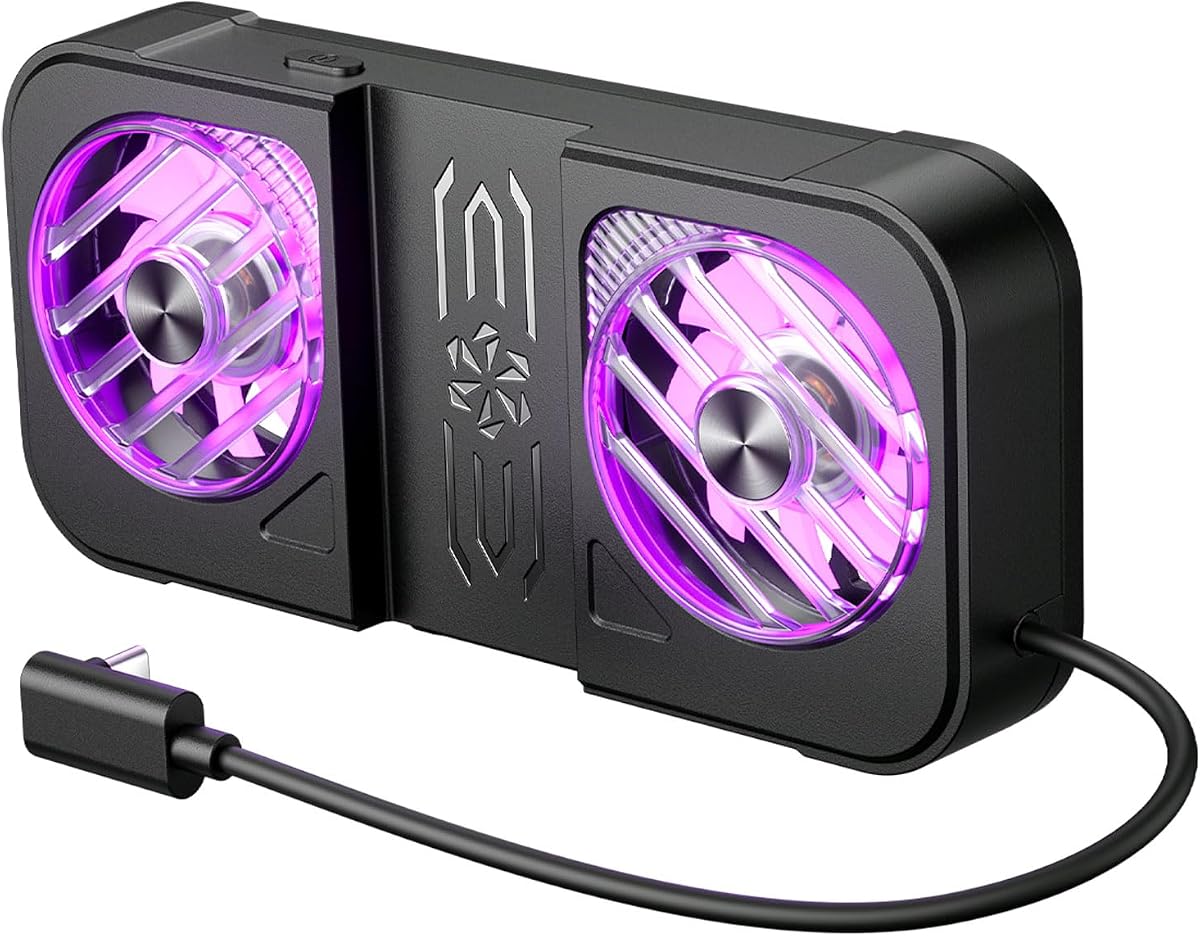 JSAUX Cooling Fan for PC0111 ROG Ally X ModCase, USB C Powered Cooler | Dual Silent RGB Fans with 65 Degree Expandable Stand for Heat Dispersion, Compatible with JSAUX PC0111 ModCase