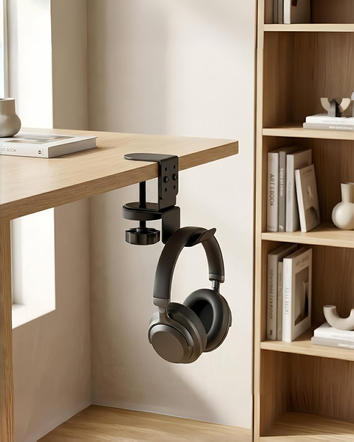 Rotating Headphone Stand Hanger, Heavy Duty Clamp-on Under Desk Hook with 360 Degree Rotation for Purse and Backpack