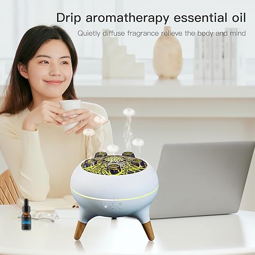 Miniatura 7 de Difusor de aceite esencial de 8.5 fl oz, difusor de medusas, humidificadores de aire, captación de sonido dinámico, aromaterapia ultrasónica,