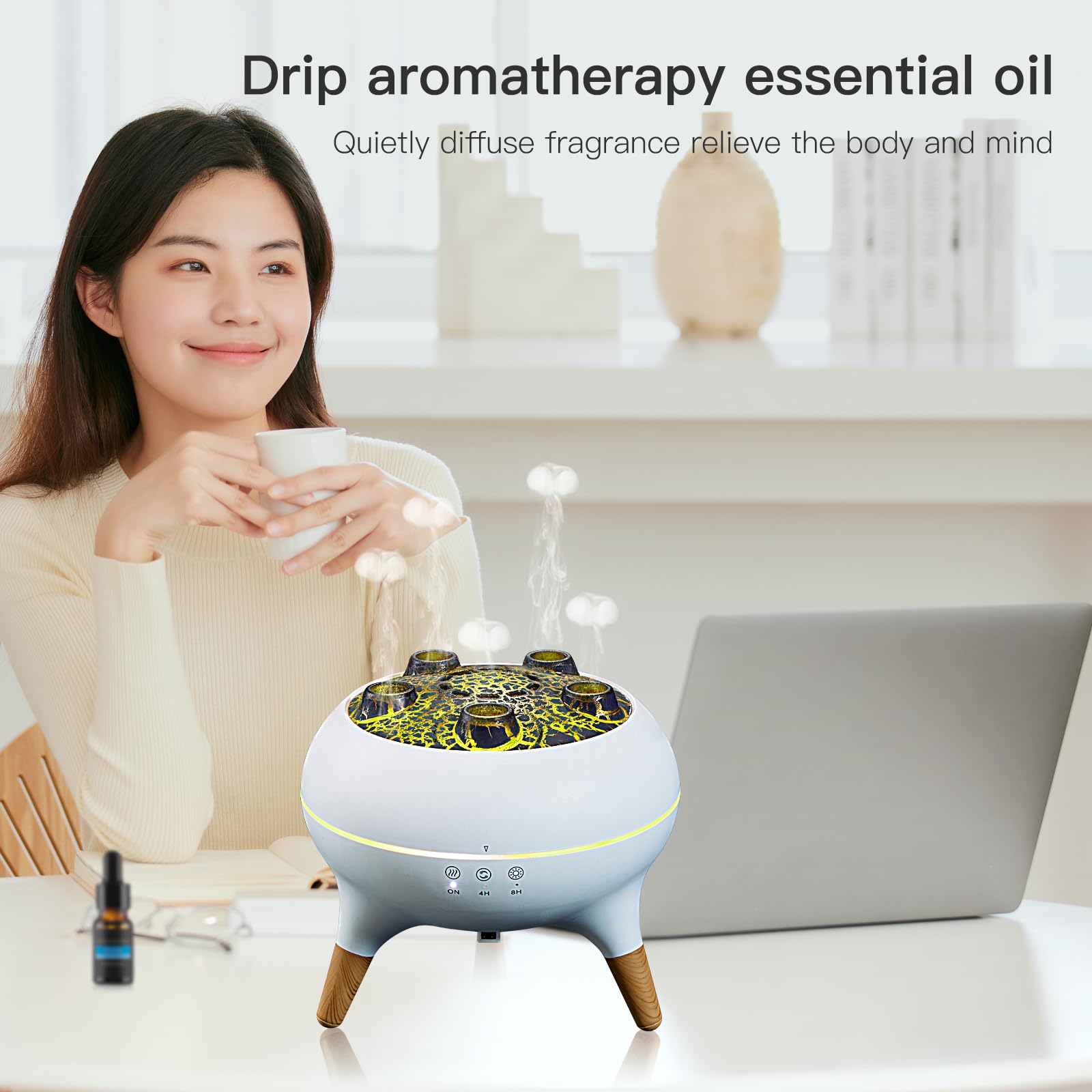 Dyfuzor olejków eterycznych, 250 ml, dyfuzor meduzy, wulkan, nawilżacze powietrza, dynamiczny odbiór dźwięku, ultradźwiękowy, aromaterapia, pilot zdalnego sterowania, 7-kolorowe światła, do