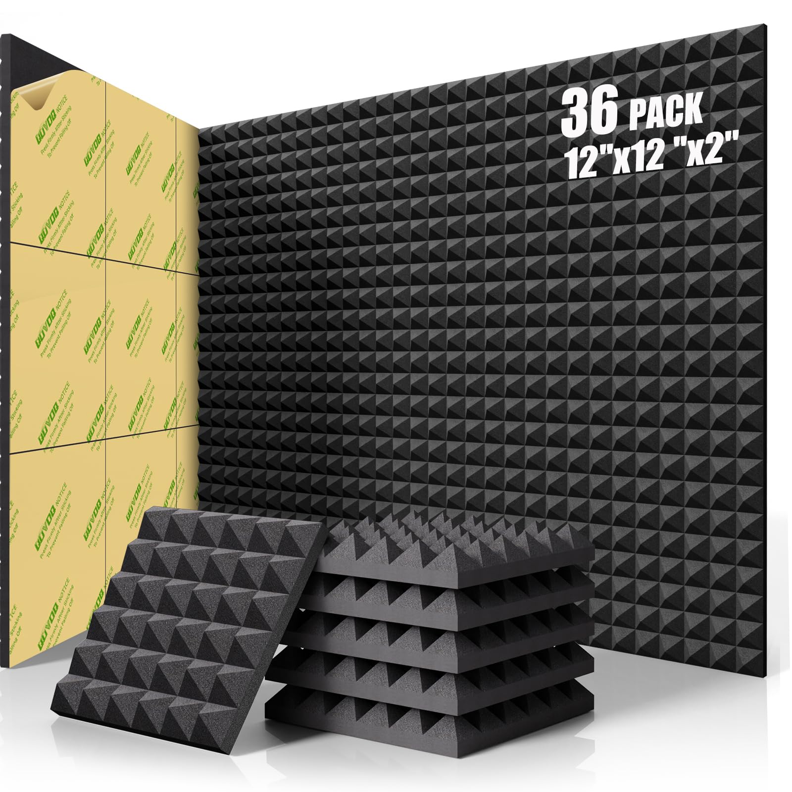 Snapklik.com : 36 Pack Sound Proof Foam Panels For Walls, Pyramid ...
