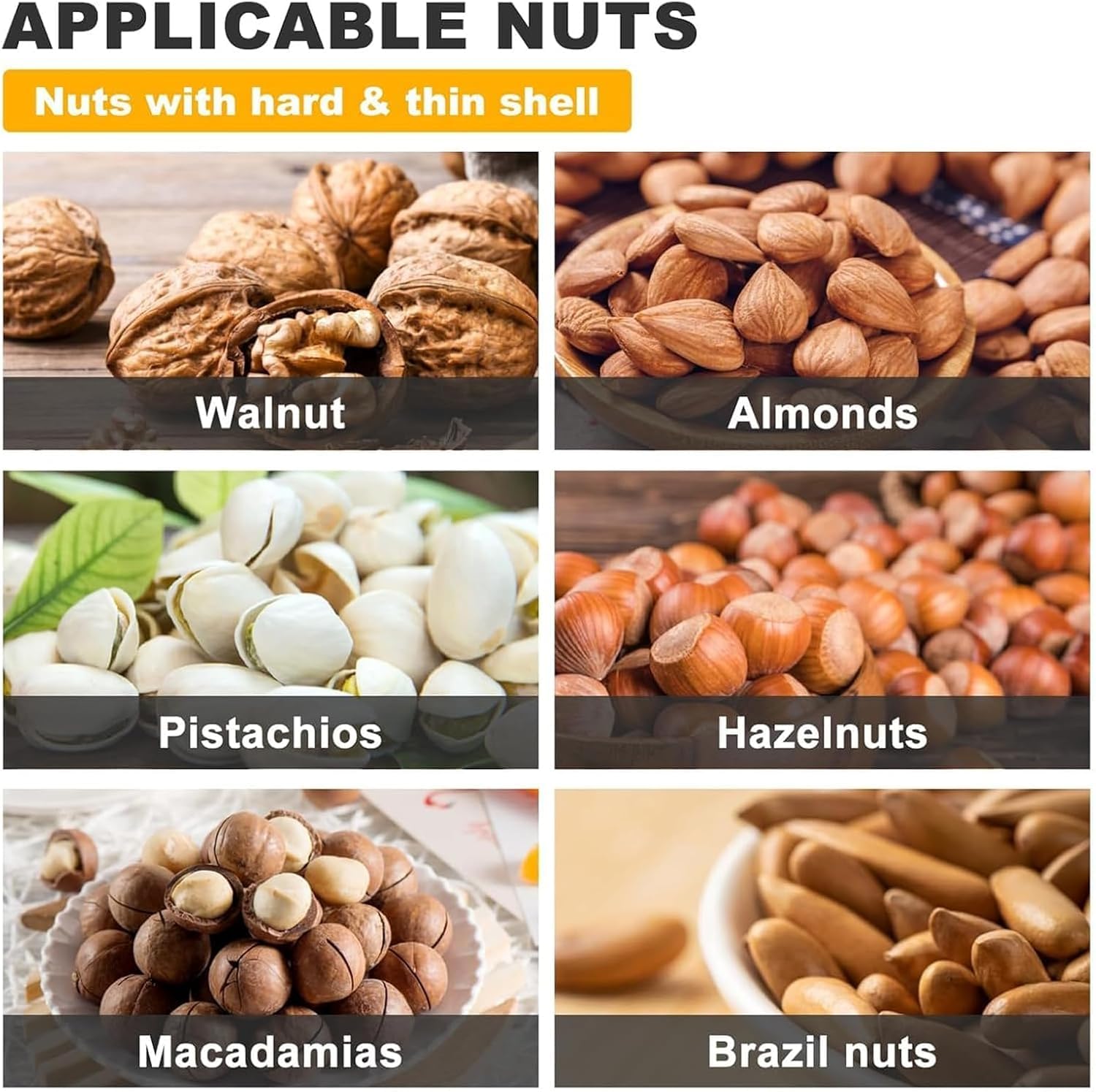 Casse-Noix Electrique Machine Automatique 360° Anti-éclaboussures Haute Résistance pour Noix, Pécan, Noisettes, Amandes, Noix du Brésil