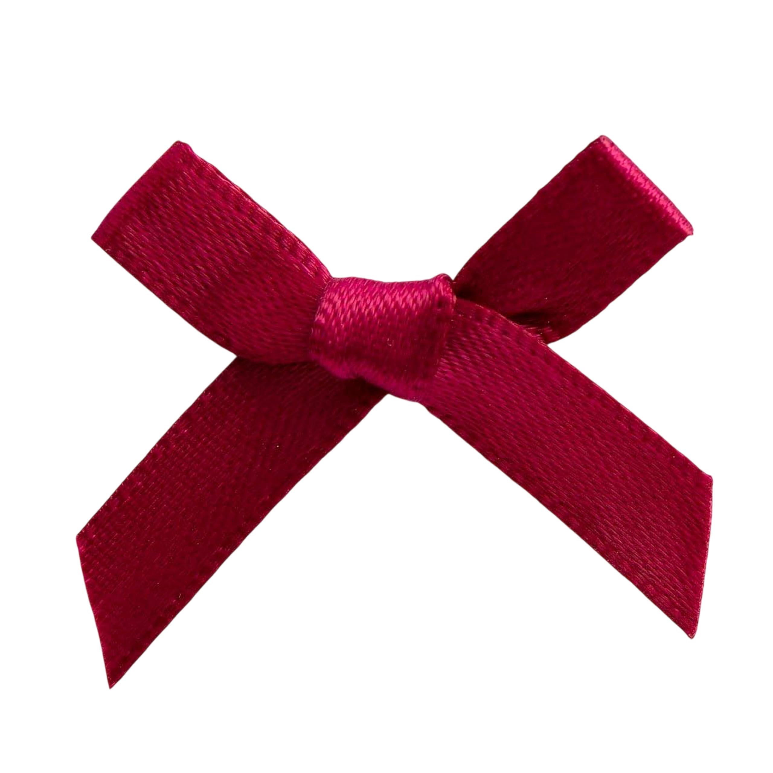 Italian Options Mini Satin Ribbon Bows, Small Bow Decorations for Crafts, Gifts, Hampers, Hair Bow, Wedding Stationery, Floristry, Christmas, Cakes, Crafting, Burgundy, 100 Pack, 3 cm