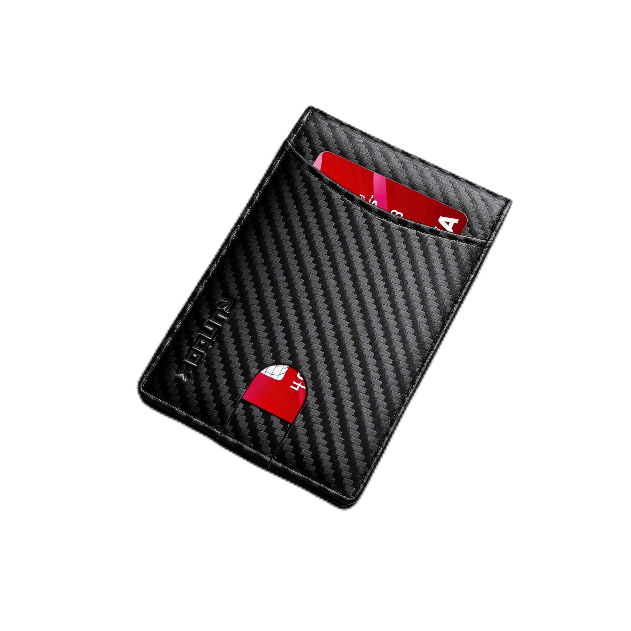 Minimalist Slim Genuine Leather Bifold Wallet for Men RFID Blocking Front Pocket Wallet for Daily Use, Black, Minimalist