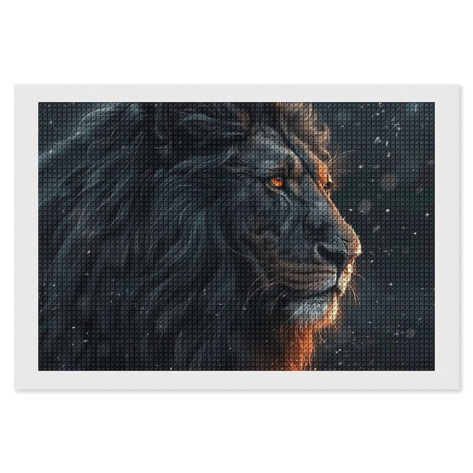 Beautiful Lion Pictures Diamond Art Kits for Adults, DIY 5D Diamonds Painting Kits for Beginner, Round Full Drill Diamond Dots Painting, 8"x12" Diamonds Pictures Gem Art and Crafts Wall Decor