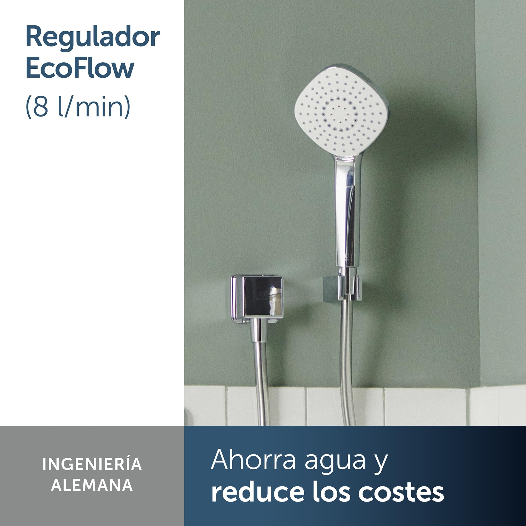 Ideal Standard – Ducha de mano Idealrain Evo Diamond, cabezal de ducha ahorrador de agua con 3 modos de chorro (lluvia suave, masaje, lluvia suave), Ø 11,5 cm, cromo