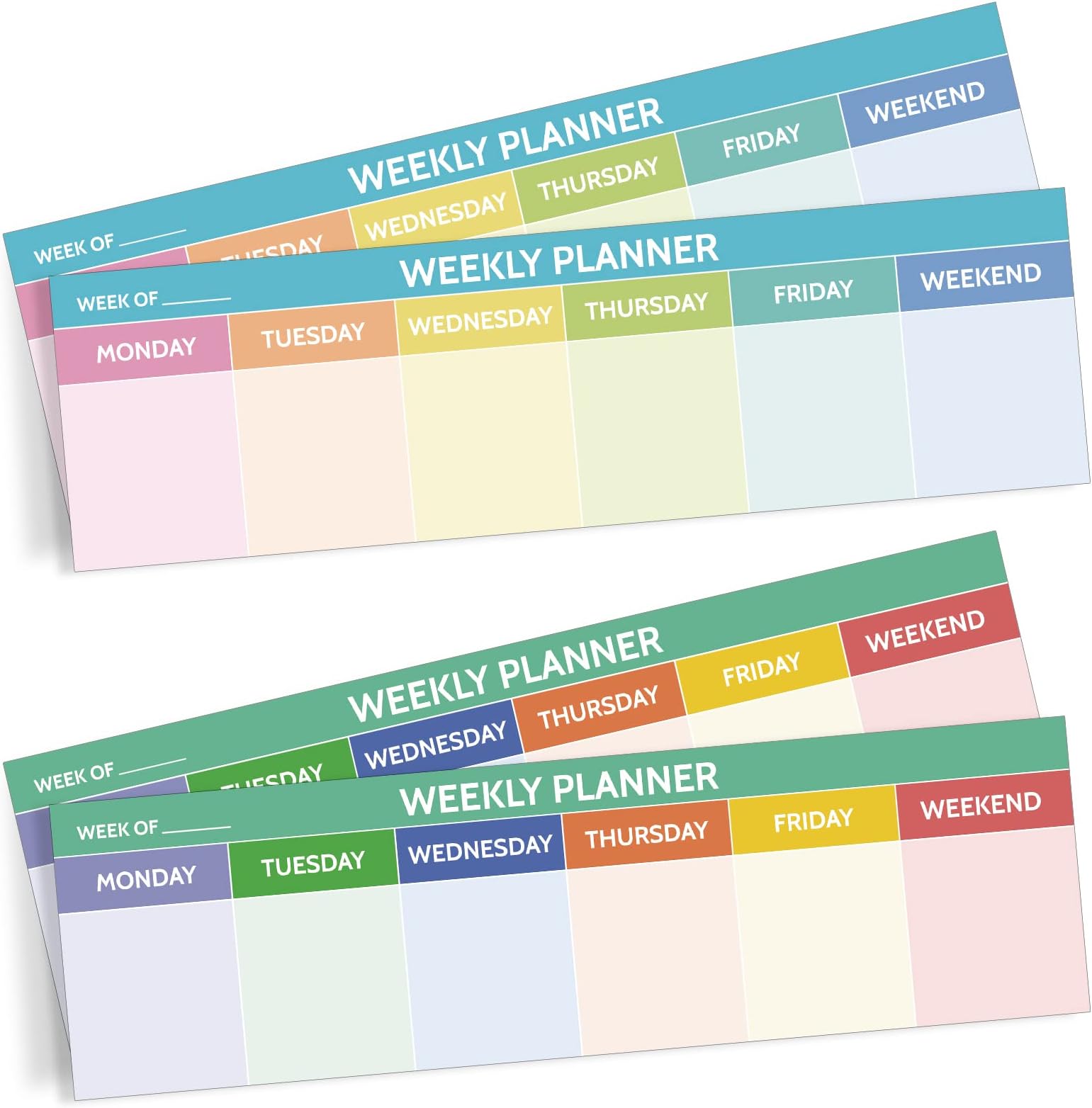 200 Sheets Horizontal Weekly Planner Sticky Notepad 2.8 x 9.5 Inch Sticky Weekly Schedule Book To Do List Notepad Weekly Calendar Book Planner Reminder Study Office School Supplies (Colorful)