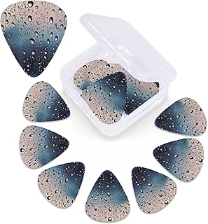 Rain Drops on Glass Print Guitar Picks 12 Pack Guitar Plectrums with Storage Box Bass Picks For Acoustic Guitar Bass Electric Ukulele Includes 0.46mm, 0.71mm, 0.96mm
