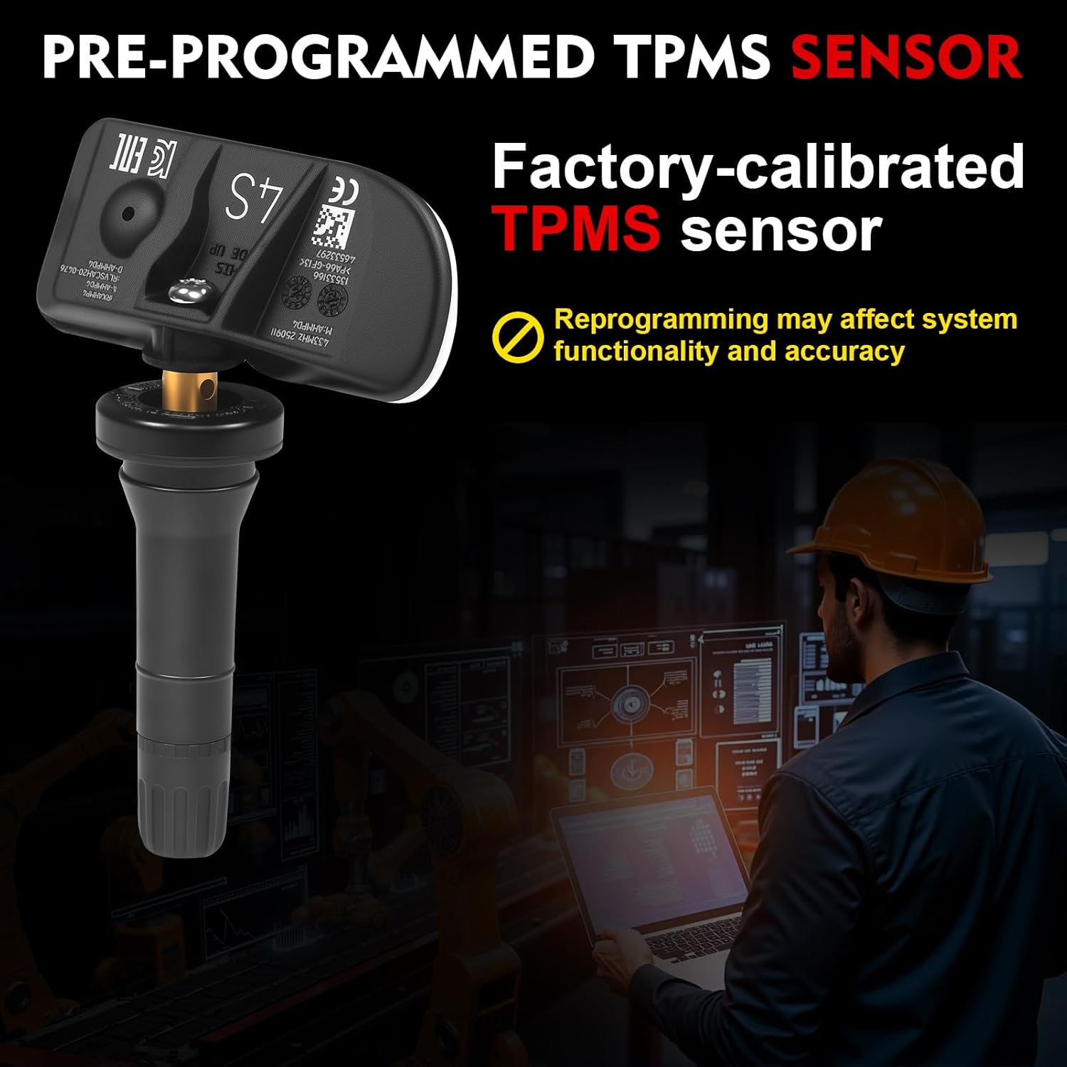 433MHz Pre-Programed TPMS Sensor for:-Chevy for:-GMC Silverado Sierra 1500 Suburban Yukon XL Tahoe, for:-Cadillac Escalade CT5, for:-Buick Envision 2020-2024 OE# 13533166 13538566 (4 Pack)