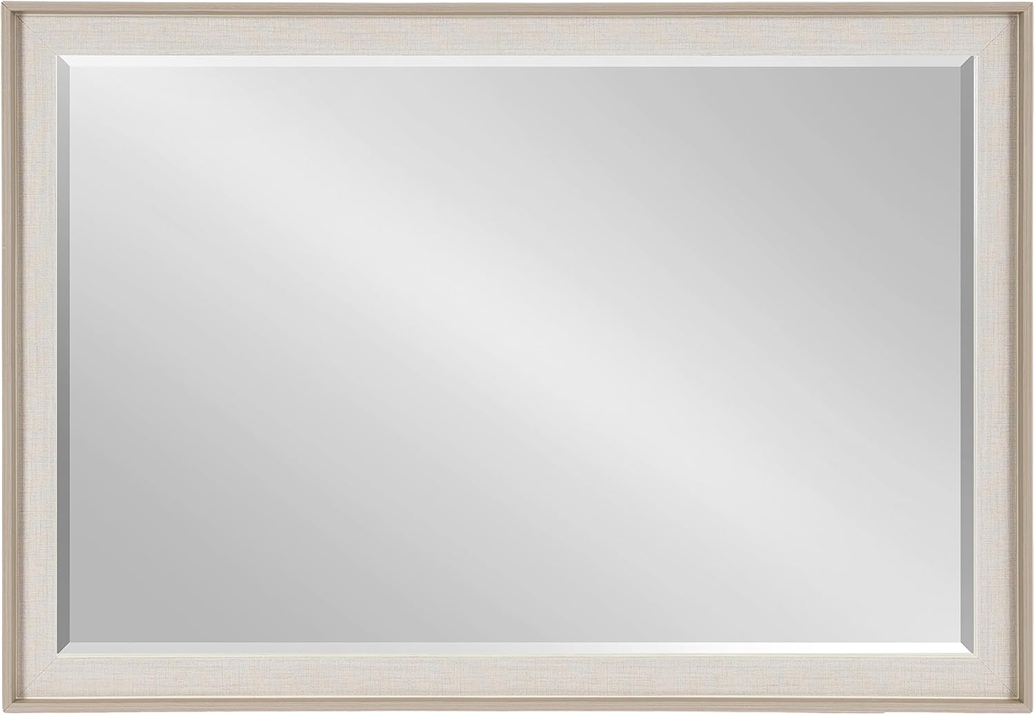 Kobert 20" x 30" Natural Linen Texture Rectangular Wall Mirror