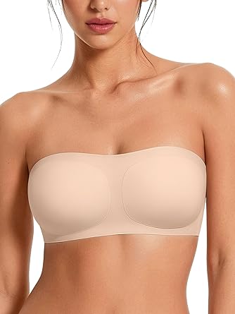 Strapless Bras for Women No-Slip Bandeau Push Up Wireless Comfy Seamless No Underwire Padded Jelly Tube Top Bra