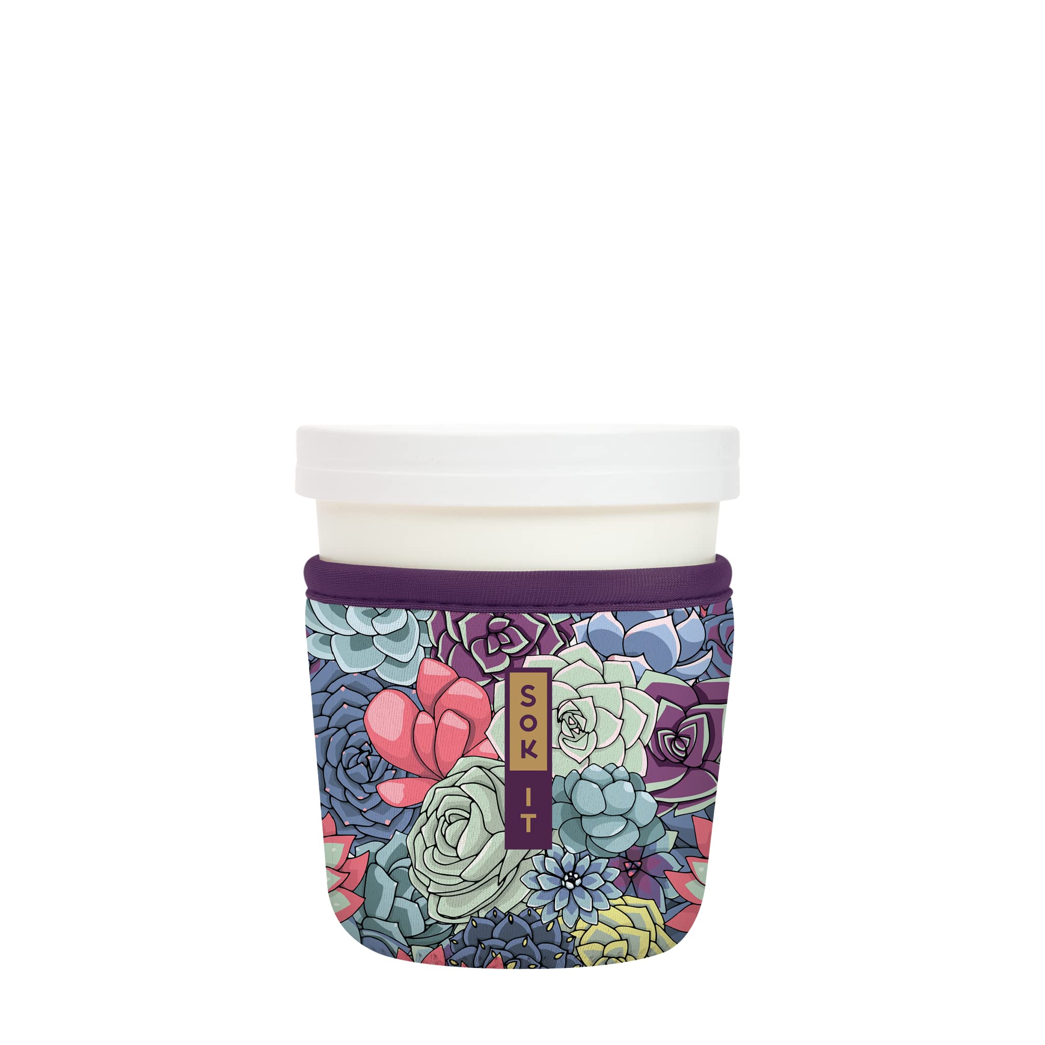 Sok ItSok It Ice Cream Sok Tapered Pint Sleeve Insulated Neoprene Cover (Succulents, Fits Tapered Ice Cream Pints)