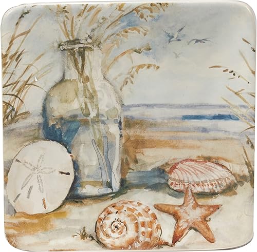 Miniatura 2 de Certified International Coastal Landscape - Platos para canapéalmuerzoaperitivo de 6 pulgadas, diseños surtidos, multicolor, mediano, juego de 4