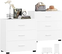 Aheaplus Set of 2 Wood Closet Organizers with 3 Drawers Each - Modular Storage Drawers, Versatile Bedroom Nightstands, White