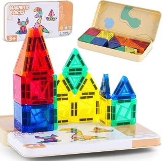 26pcs Mini Magnetic Building Plates Travel Plates with Storage Jar | educational toys for travel set, magnetic blocks building toys for travel