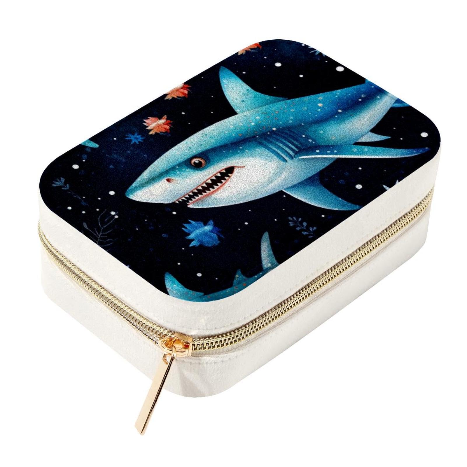Boîte à bijoux requin étoilé, grand organisateur de voyage pour bagues et colliers