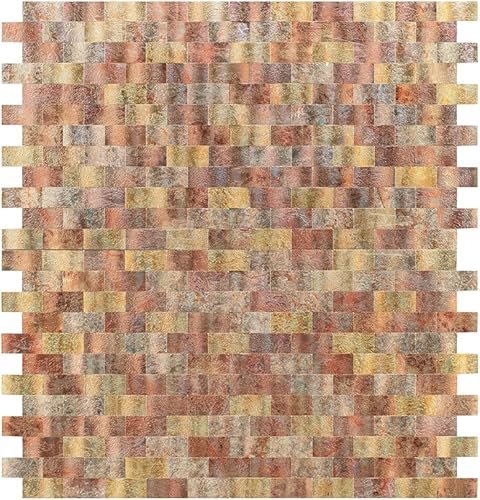 Miniatura 6 de 10 hojas de azulejos de pared de PVC para despegar y pegar, 8.8 x 10.9 pulgadas, para cocina, baño, lavandería, cámper, chimenea (metal espejo