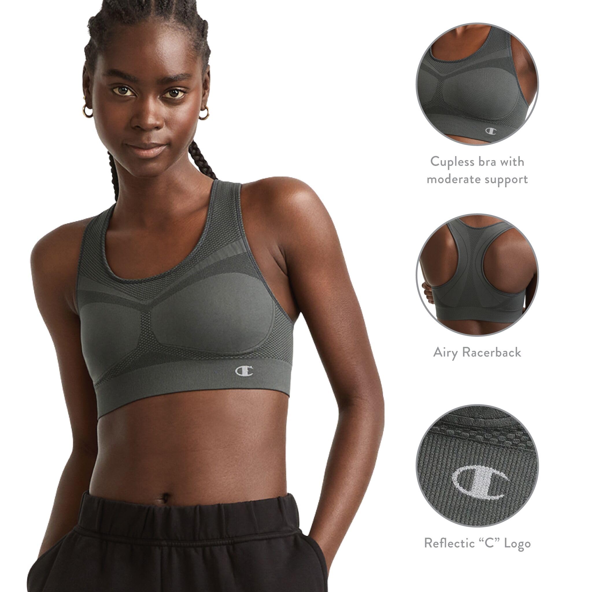 Champion Freedom - Brasier Deportivo Sin Costuras con Espalda Cruzada Sujetador Deportivo Mujer (Pack de 1)