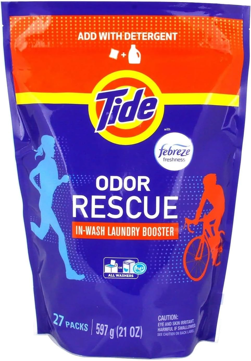 Tide Odor Rescue, In Wash Odor Eliminator, Scent Booster, Removes Odors in a Single Wash, 27 Count (Pack of 1)