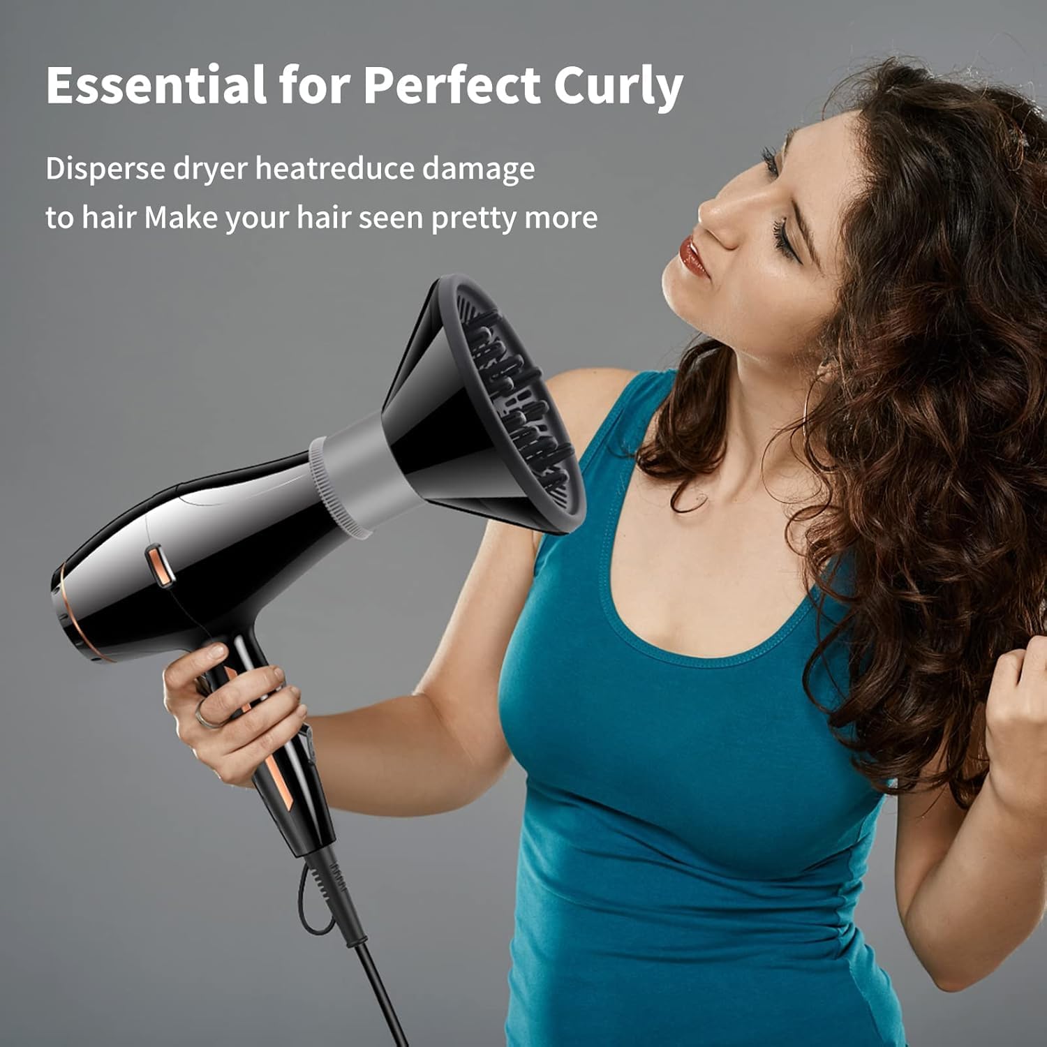 Kresal Hair Diffuser, Universal Hair Dryer Diffuser For Curly Hair and Natural Hair, Professional Hair Diffuser Attachment Fits 99.9% Blow Dryer Nozzle 1.5"- 2.67" to Minimizes Frizz Volume (Black) - Image 8 thumbnail