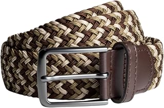 Men’s Braided Elastic Stretch Golf Belt – Big and Tall Men Woven Belt, 1.38" Leather-Tipped Adjustable Fit