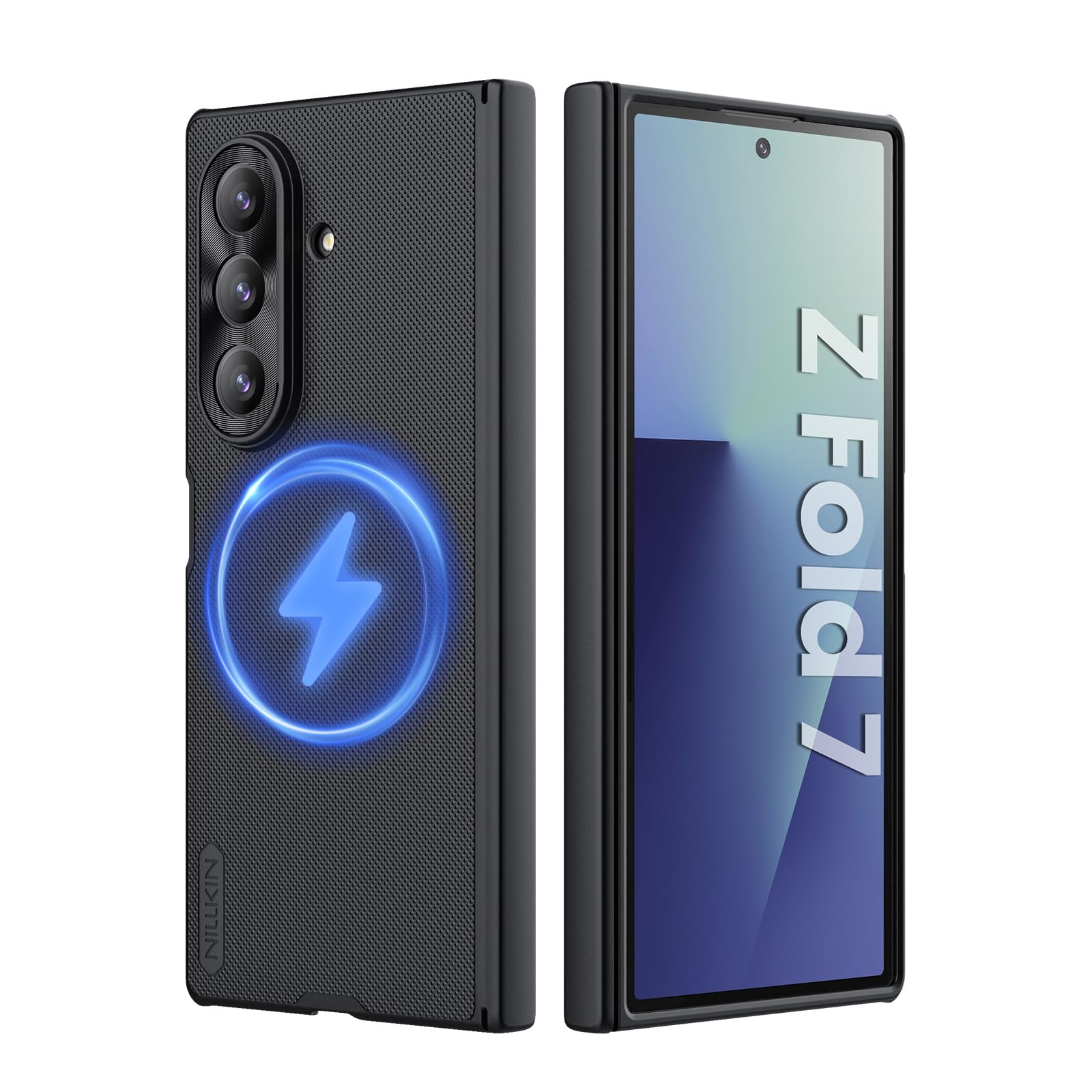 Nillkin Samsung Galaxy Z Fold 7 Magnetic Case, with Hinge Protection Front Cover Slim, Compatible with Magsafe, Frosted Shield Protective Case for Galaxy Z Fold 7 5G (Black) Black For Samsung Z Fold 7(2025)