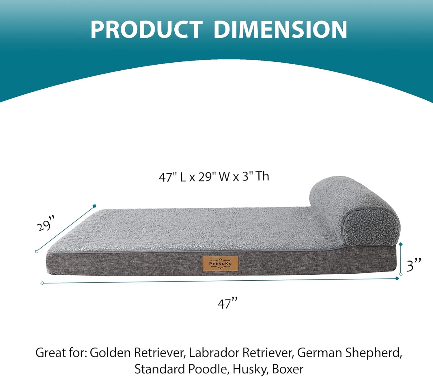 review Egg Crate Dog Bed, Large Dog Bed, Easy to Clean Dog Bed for Large Dogs with Soft Dog Pillow XL Washable Dog Couch