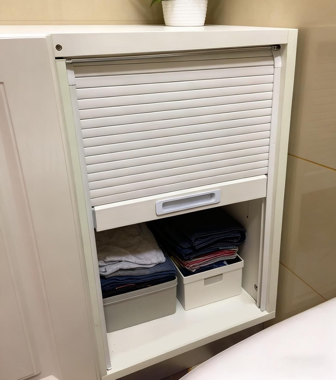 16'' 20 24 28 32 36 Inch Wide Large Small Roll Up Cabinet Doors Tambour, Indoors Kitchen Garage Storage Closet Sliding Doors with Mounting Accessories, Custom Size(32x40inch/81.3x101.6cm)