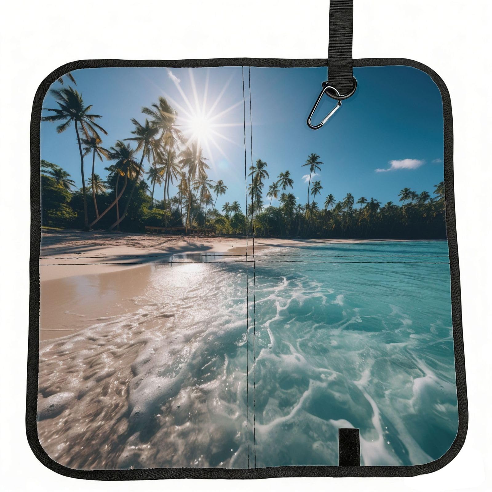 YGLHBDPBF Ocean Tropical Palm Trees Print Camping seat cushion,Foldable Sitting Pads,Save Backpack Space for Hiking