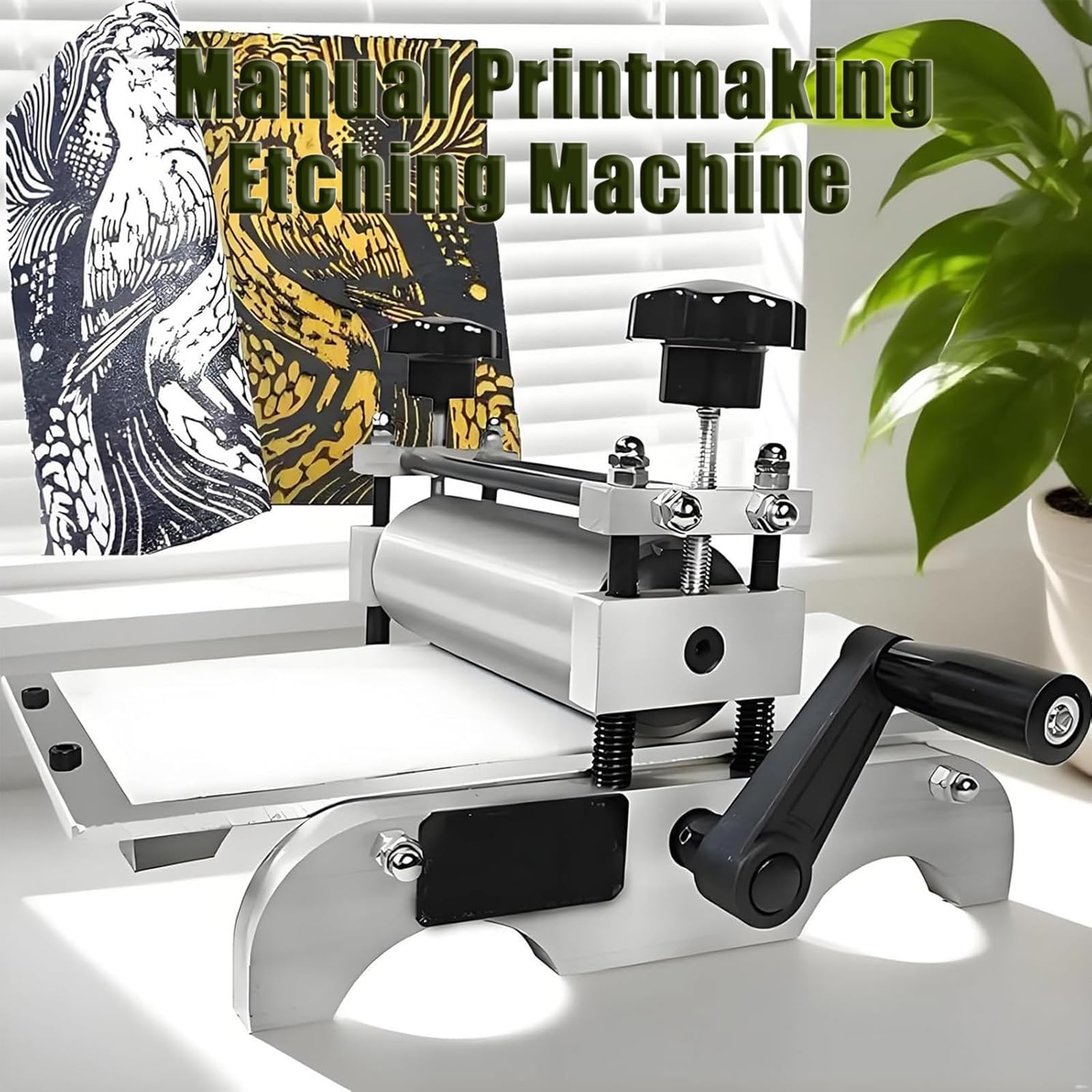 Máquina de grabado manual, máquina de impresión de prensa plana con altura de rodillo ajustable, prensa de grabado laminadora manual, ideal para huecograbado, relieve