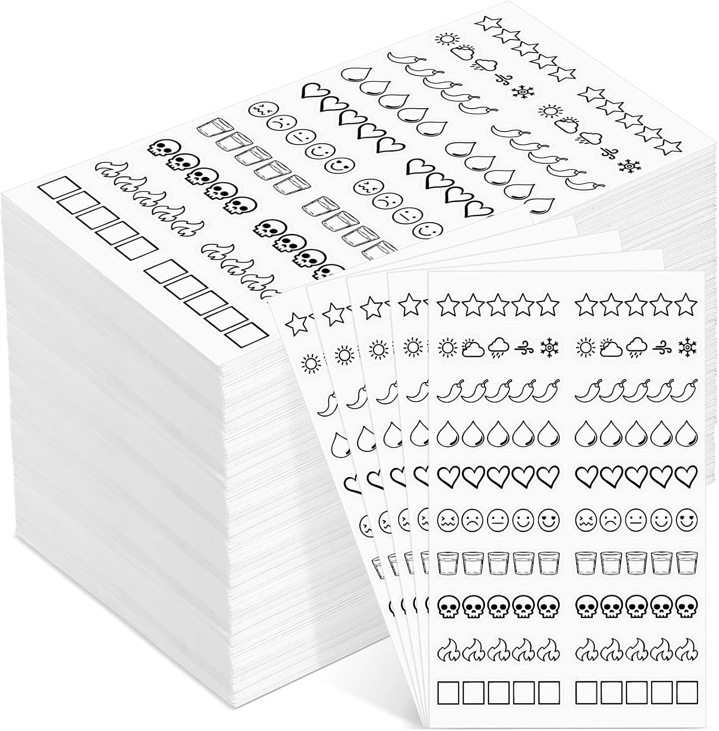 Frienda 2400 Pcs 120 Sheets Small Book Rating Stickers for Planners Journals and Logs Creation Planner Sticker Star Spicy Heart Rating Self Stick Review Tracker Book for Readers Lovers(3 Designs)