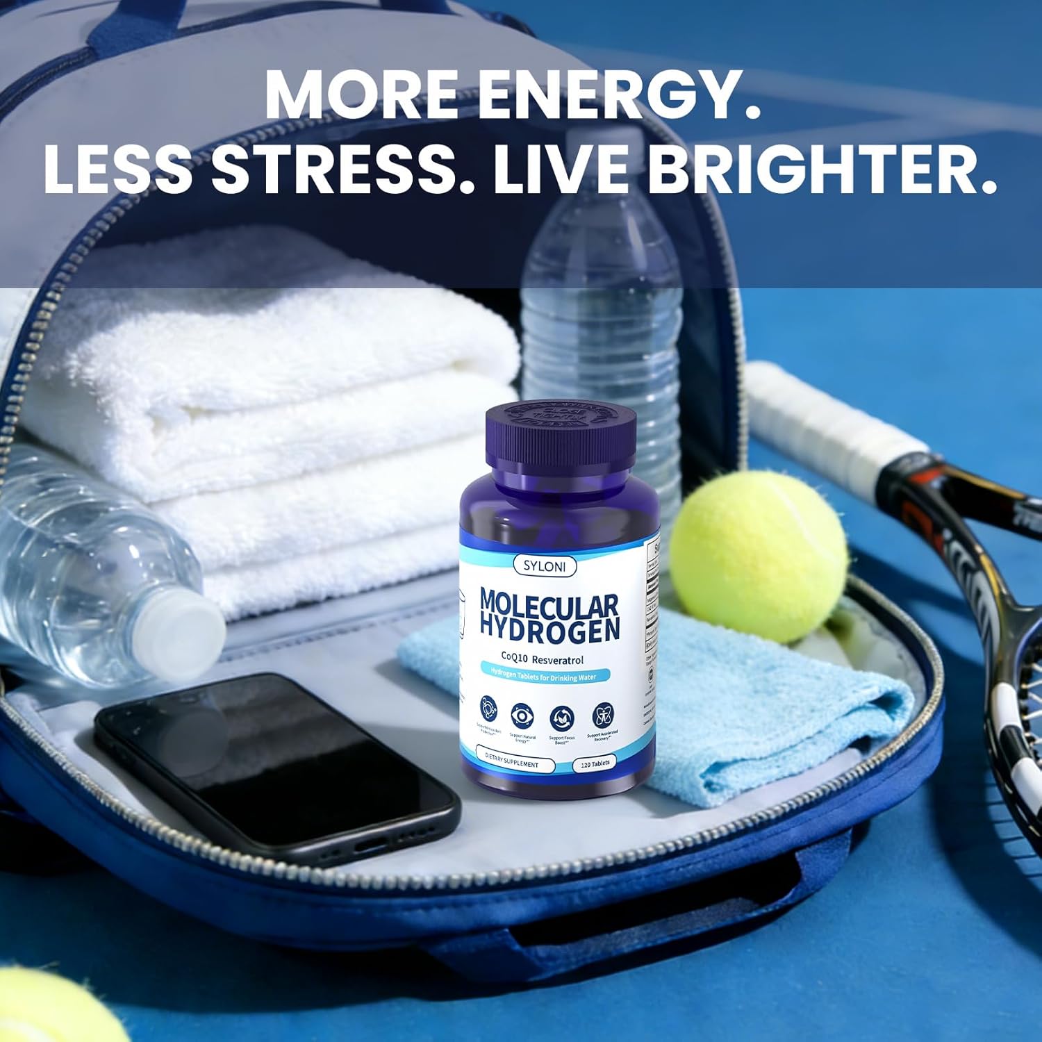 Hydrogen Water Tablets with Magnesium, 12 PPM Hydrogen Tablets for Drinking Water, H2 Molecular Tabs - Cellular Health Support, Mental Clarity, Rich in Antioxidants & Healthy Aging, 120 Servings