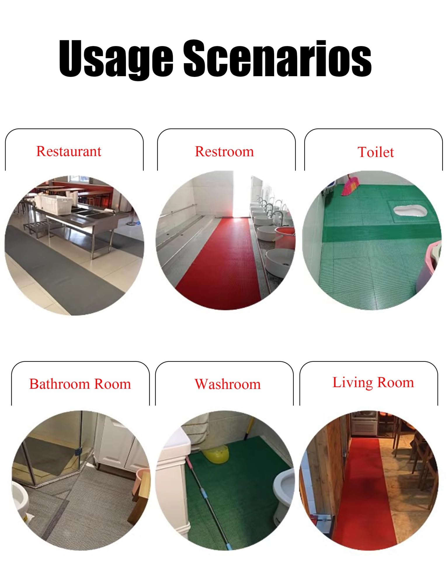 Alfombra de goma antideslizante impermeable para patio y jardín, alfombrilla de drenaje hueca para habitación húmeda, baño, ducha, inodoro, 90 x 100 cm