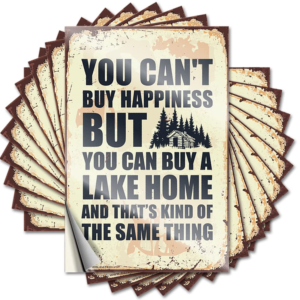 Vintage Bar Decor, Decal Race Accessories You Can't Buy Happiness But You Can Buy A Lakehome | Golden Waterproof Vinyl Stickers(12X18CM)