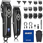 GLAKER Hair Clippers for Men Professional - Cordless Clippers and Trimmers Set, Complete Barber Kit for Hair Trimming & Beard Grooming, Mens Haircutting Kits for Blending & Fade Cuts (Silver)