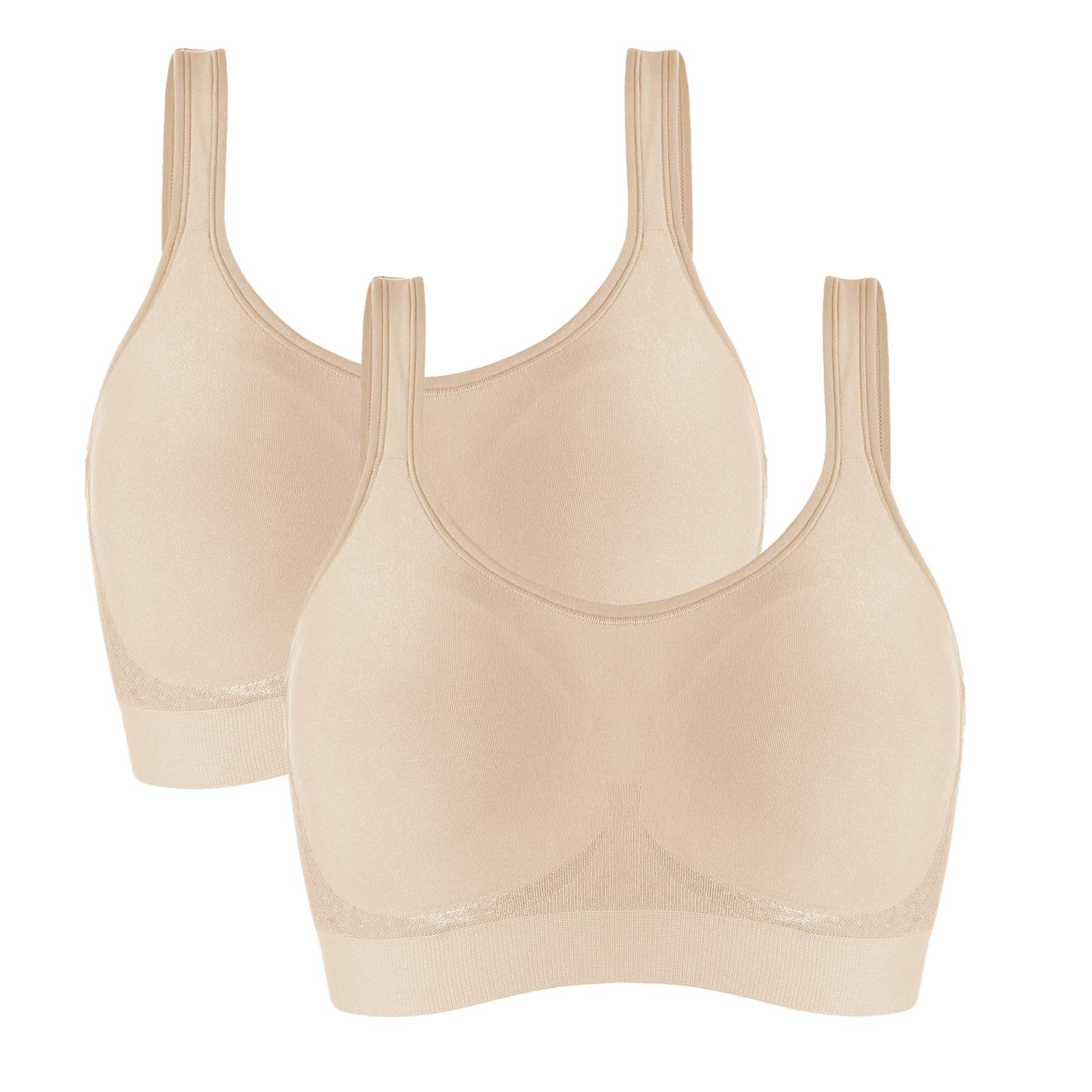 Vertvie Femme Lot de 1/3 Soutien-Gorge Sport Rembourré Push Up Lingerie Brassière sans Armature sans Couture Tank Top Bustier Bretelles Dos Croisé Pad Amovible