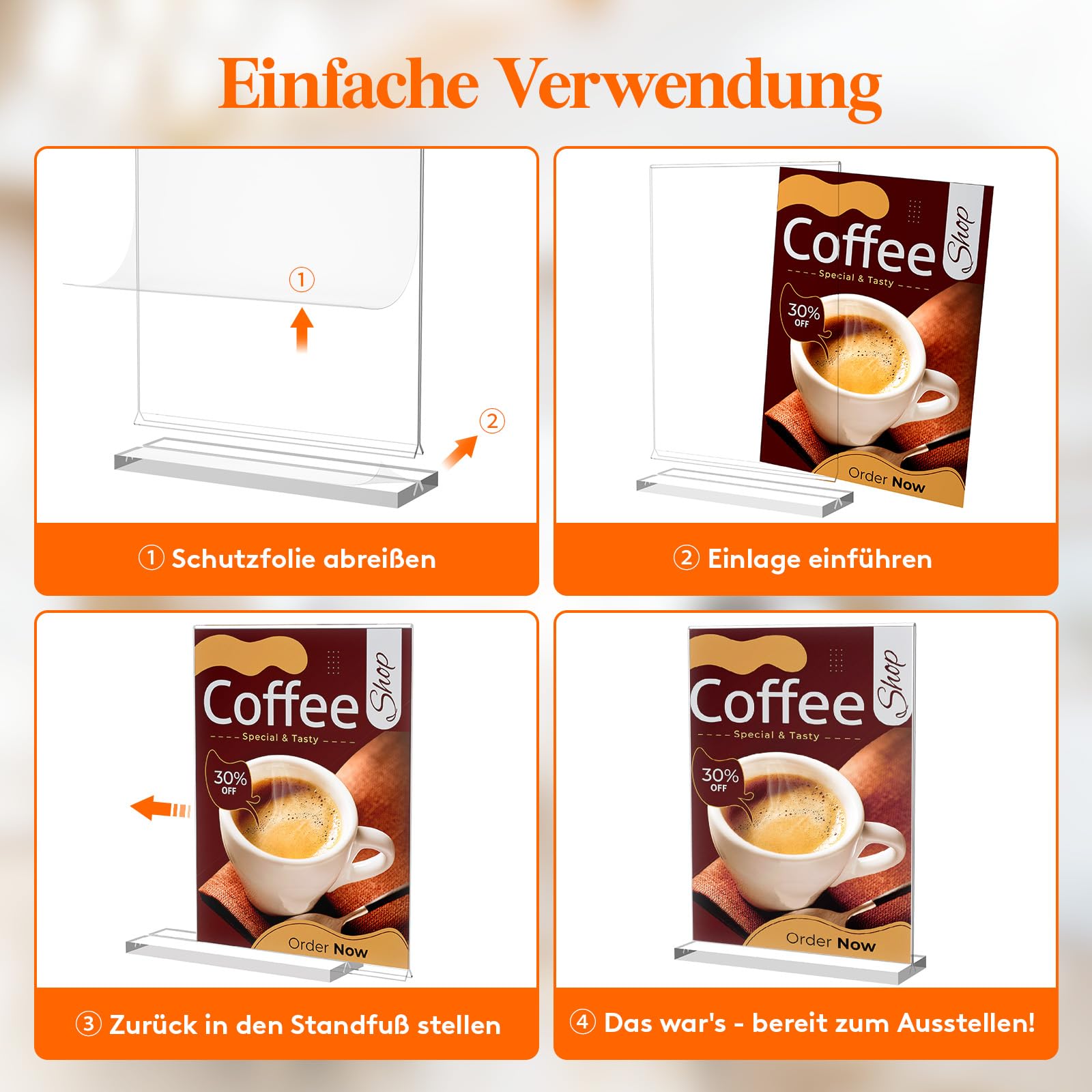 Lifewit 6 Pack Aufsteller A4, Acryl Tischaufsteller Schilderhalter, Vertikaler doppelseitiger Ständer, Klarer Tischschildhalter, Flyer Display für Empfang Büro Geschäft Restaurant Hotel, 30 x 21 cm