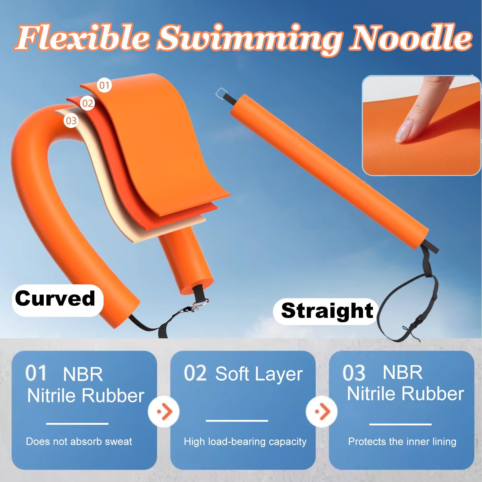 Juego de fideos de espuma flotante flexible para piscina, equipo de natación de alta flotabilidad para flotación recreativa y juego acuático
