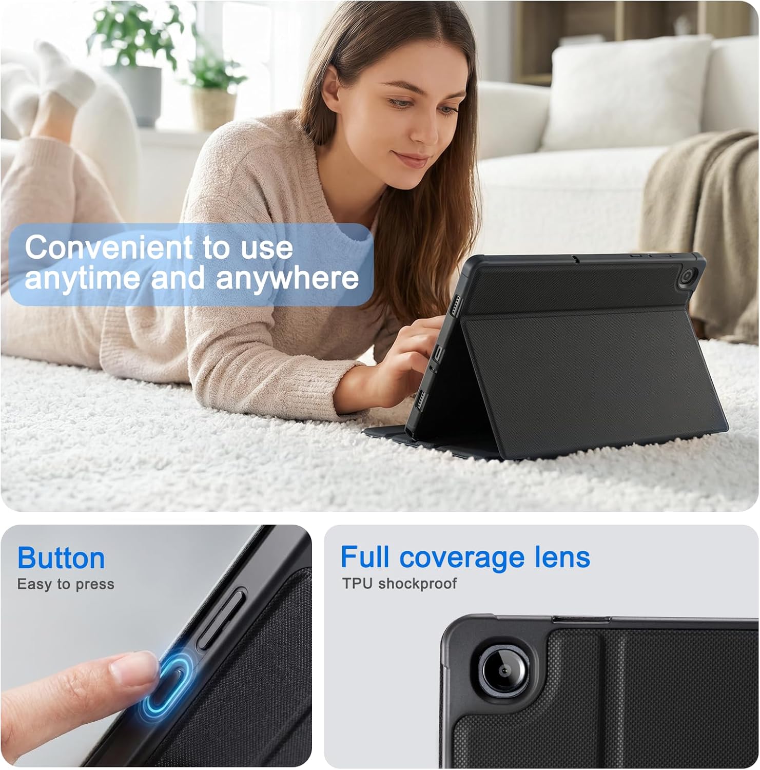 CoBak Case for Samsung Galaxy Tab A11+ Plus 11” 2025, Multi-Viewing Angles, All New PU Leather Folio Stand Cover with Auto Sleep Wake Feature for Samsung Galaxy Tab A11+ Tablet 11-inch, Black