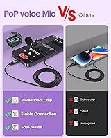Vista 5 de PoP voice Micrófono para iPhone, micrófono omnidireccional de solapa Lavalier profesional para iPad, iPod, micrófono condensador con cable